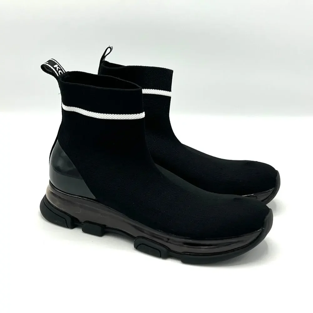 Michael Kors Kendra Black White Striped Sock Booties 5.5 Mod Op Art Y2K